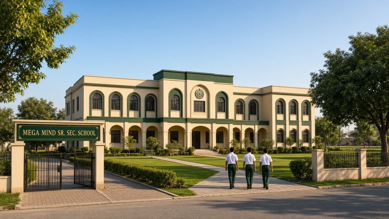 Mega Mind School building and campus grounds